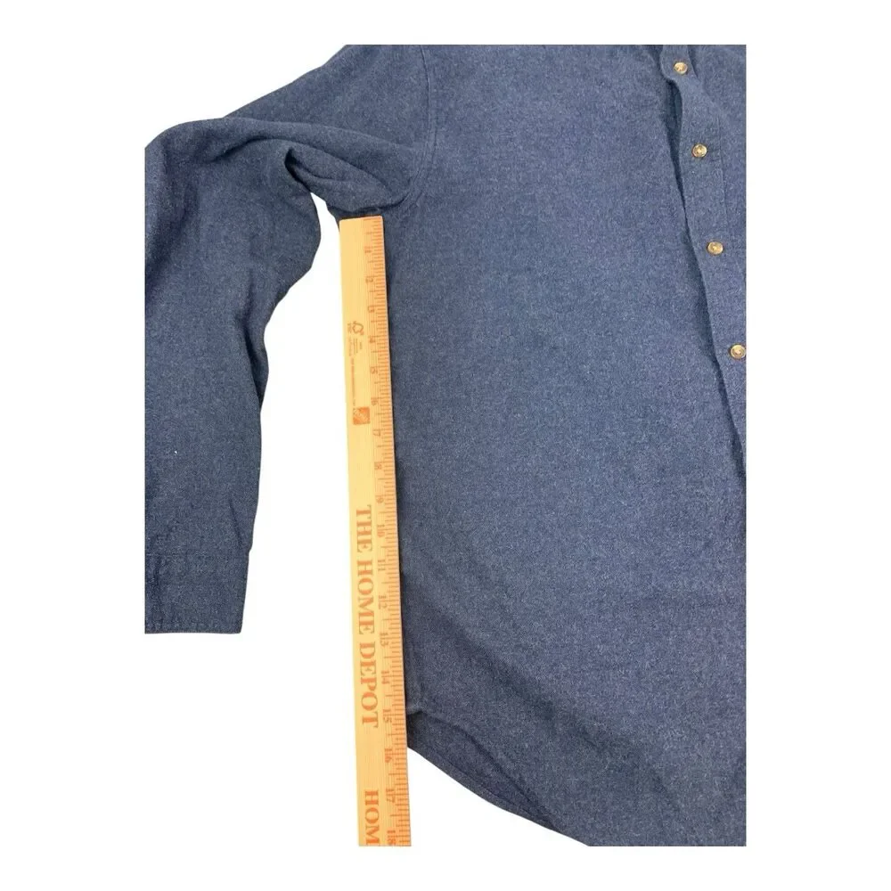 J Crew Wool Blend Button Down Shirt Men's Size XL Blue Elbow Patches Preppy